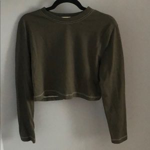 Green Cotton on cropped long sleeve
